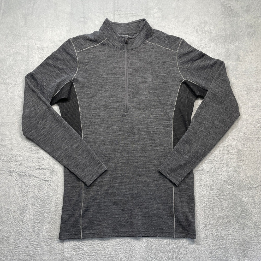 Kuhl 1/4 Zip Pullover Mens Medium Gray Merino Wool Blend Long Sleeve Thumbholes